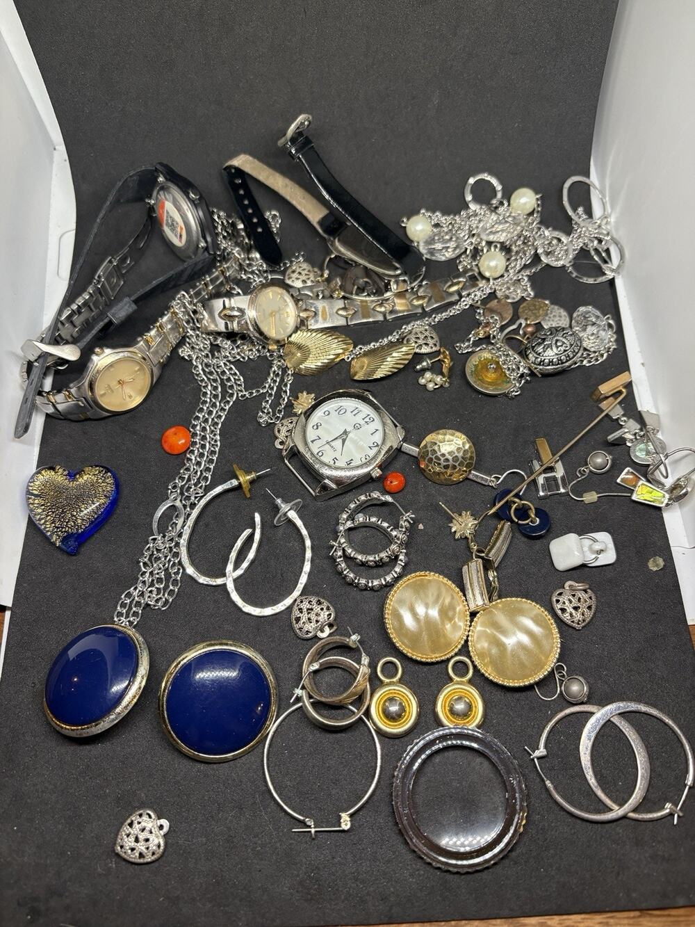 Jewelry & Watch Lot Peugeot Citizen SKMEI Earrings Necklaces Costume Vintage